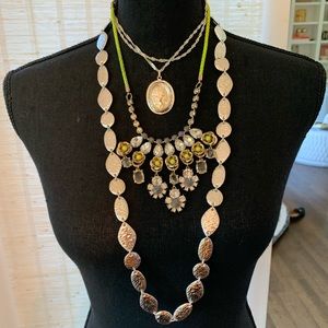 Stylish Silver Statement Necklace Trio